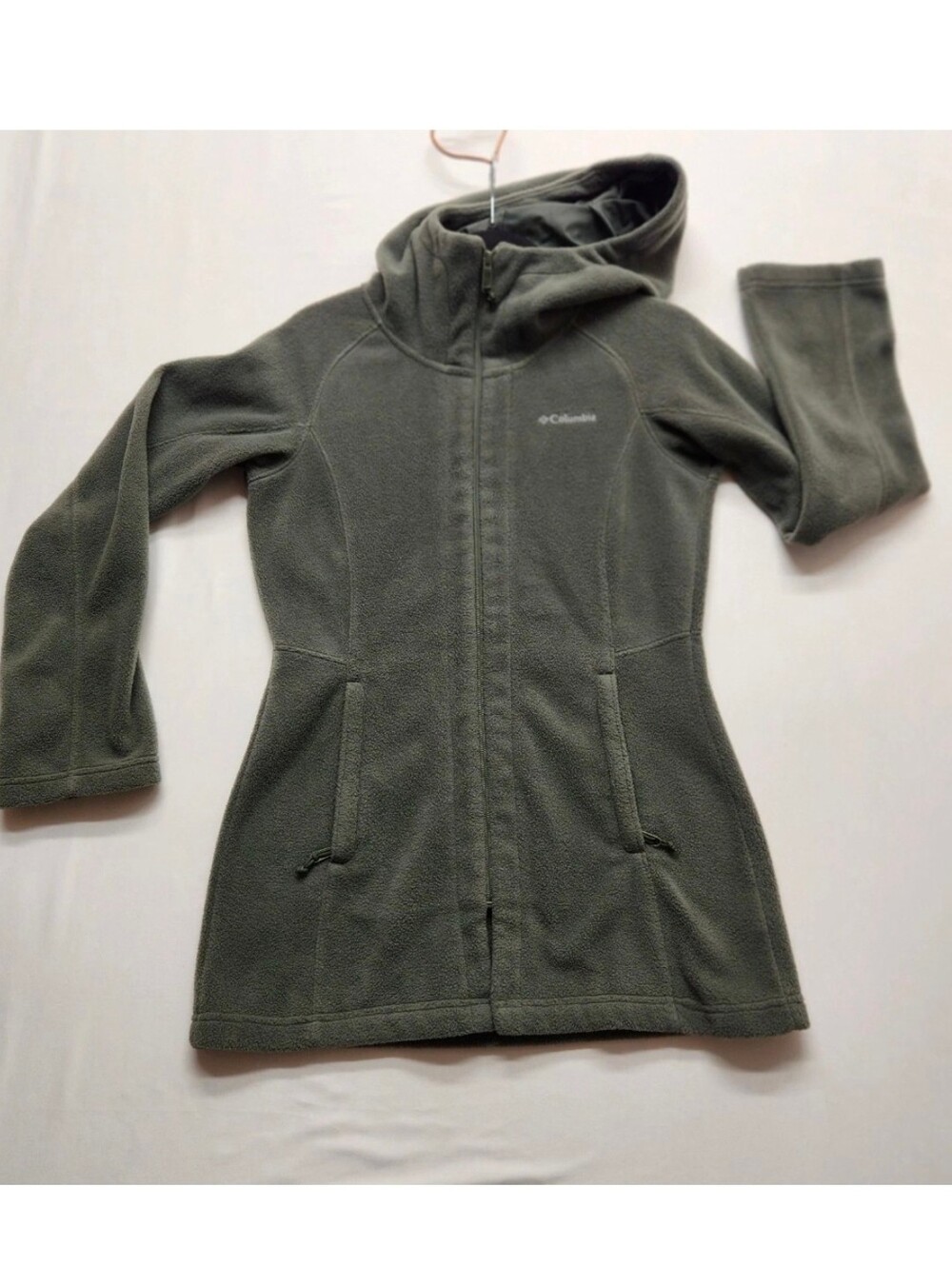 ⭐ Columbia Womens Long Fleece Hoodie Grey Full Zip Fall Gorpcore Cozy XS